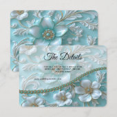 Blauwgroen witte bloemendetailbehuizing Kaart (Voorkant / Achterkant)