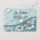 Blauwgroen witte bloemendetailbehuizing Kaart (Voorkant)