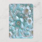 Blauwgroen witte bloemendetailbehuizing Kaart (Achterkant)