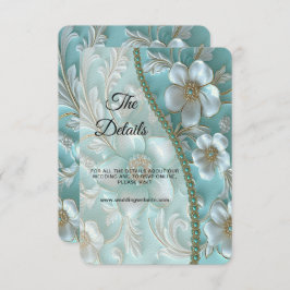 Blauwgroen witte bloemendetailbehuizing Kaart