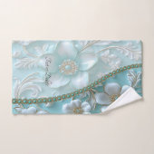 Blauwgroen witte bloemenhanddoek set bad handdoek (Handdoek)