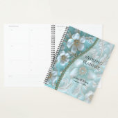Blauwgroen witte bloemplanner planner (Display)