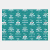 Blauwgroen witte bomen sneeuwvlokken en wensen Ker Inpakpapier Vel (Voorkant 2)