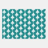 Blauwgroen witte bomen sneeuwvlokken en wensen Ker Inpakpapier Vel (Voorkant)