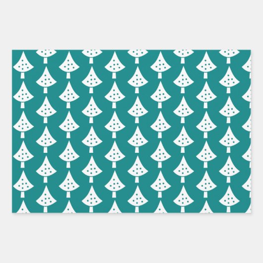 Blauwgroen witte bomen sneeuwvlokken en wensen Ker Inpakpapier Vel (Voorkant)