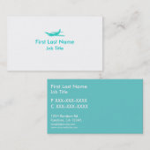 Blauwgroen witte eenvoudige vliegtuig aangepaste v visitekaartje (Voorkant / Achterkant)