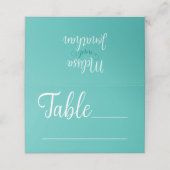 Blauwgroen witte elegante bruiloft plaatskaartje (Buitenkant ongevouwen)