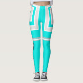 Blauwgroen, witte en grijze leggings (Voorkant)