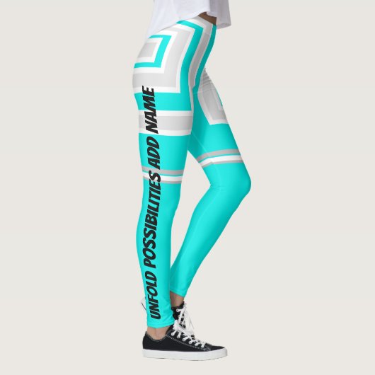 Blauwgroen, witte en grijze leggings (Rechts)