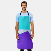 Blauwgroen, witte en paarse verf schort (Gedragen)