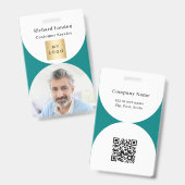 Blauwgroen witte foto boog QR code business logo Badge (Voor- en achterkant)