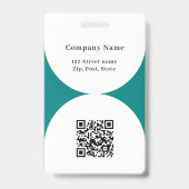 Blauwgroen witte foto boog QR code business logo Badge (Achterkant)