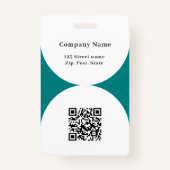 Blauwgroen witte foto boog QR code business logo Badge (Achterkant)