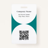 Blauwgroen witte foto boog QR code business logo Badge (Achterkant)