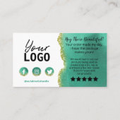 Blauwgroen witte gouden Agate Hartelijk dank Visitekaartje (Achterkant)