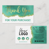 Blauwgroen witte gouden Agate Hartelijk dank Visitekaartje (Voorkant / Achterkant)