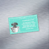 Blauwgroen Witte Hond in Tub Pet Groomer Magnetisch Visitekaartje (Voorbeeld)