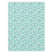 Blauwgroen witte kerst met witte bloem met rode ke tafelkleed (Voorkant)