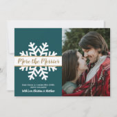 Blauwgroen-witte kerstfoto Zwangerschap Aankondigi Aankondiging (Voorkant)