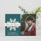 Blauwgroen-witte kerstfoto Zwangerschap Aankondigi Aankondiging (Staand voorkant)