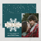 Blauwgroen-witte kerstfoto Zwangerschap Aankondigi Aankondiging (Voorkant / Achterkant)