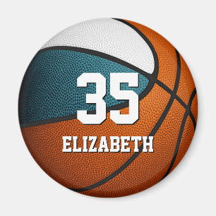 blauwgroen witte kinder basketbalteamkleuren magneet