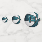 blauwgroen witte meisjes basketbal verjaardagsfees confetti (Voorkanten)