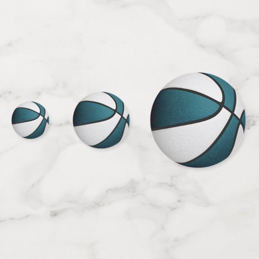 blauwgroen witte meisjes basketbal verjaardagsfees confetti (Achterkanten)