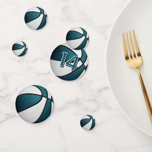 blauwgroen witte meisjes basketbal verjaardagsfees confetti (Groep)