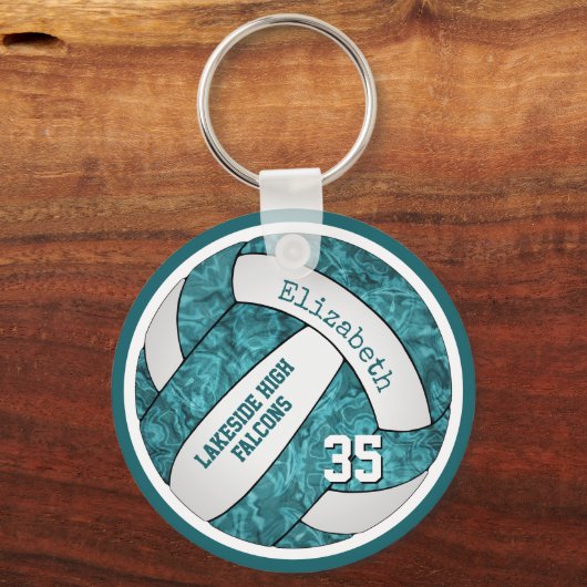 blauwgroen witte meisjes volleybal sleutelhanger t (Achterkant)