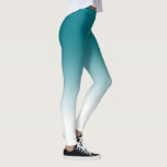 Blauwgroen witte ombre-Leggings Leggings<br><div class="desc">Een eenvoudig ombre patroon, gradiëntkleur vervagen van blauwgroen aan wit.</div>