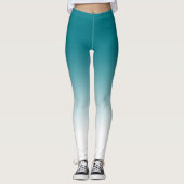 Blauwgroen witte ombre-Leggings Leggings (Voorkant)