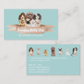 Blauwgroen Witte riet Dog Groomer Visitekaartje (Voorkant / Achterkant)