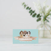 Blauwgroen Witte riet Dog Groomer Visitekaartje (Staand voorkant)