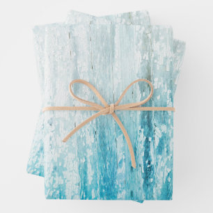Blauwgroen witte roestvrijbuiter van hout inpakpapier vel