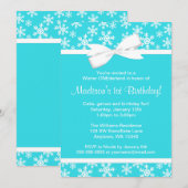 Blauwgroen witte sneeuwvlokken Bow Winter ONEderla Kaart (Voorkant / Achterkant)