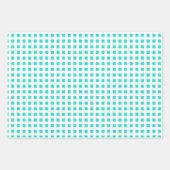 Blauwgroen witte strepen controleren het diamantge inpakpapier vel (Voorkant 3)