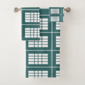 Blauwgroen witte strepen Patroon Elegant Modern Bad Handdoek (Insitu)