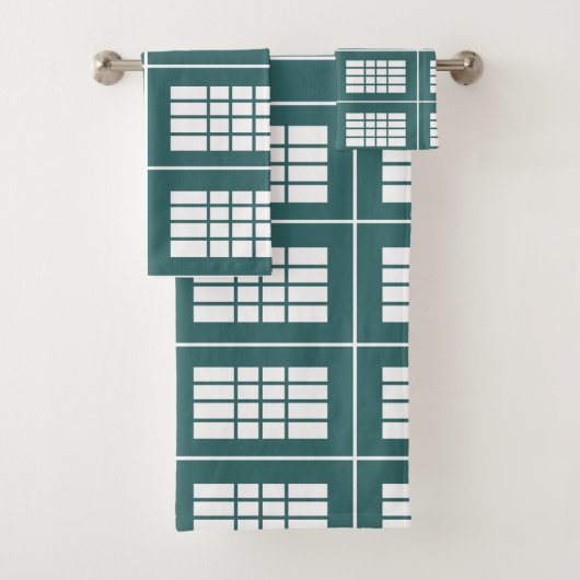 Blauwgroen witte strepen Patroon Elegant Modern Bad Handdoek (Insitu)