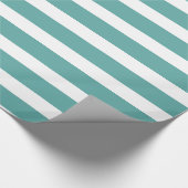 Blauwgroen Witte Strepen Verjaardag Cadeaupapier (Hoek)