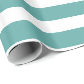 Blauwgroen Witte Strepen Verjaardag Cadeaupapier (Rol Hoek)