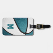 blauwgroen witte teamkleuren, gepersonaliseerd bas bagagelabel (Voorkant horizontaal)