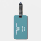 blauwgroen witte teamkleuren monogrammen volleybal bagagelabel (Achterkant verticaal)