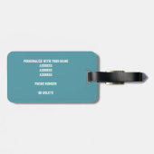 blauwgroen witte teamkleuren monogrammen volleybal bagagelabel (Achterkant horizontaal)