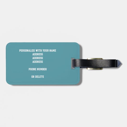 blauwgroen witte teamkleuren monogrammen volleybal bagagelabel (Achterkant horizontaal)