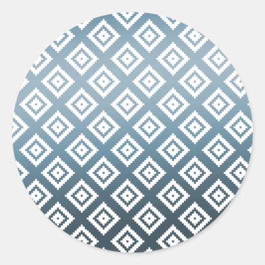 Blauwgroen witte tribal Aztec Ronde Sticker (Voorkant)