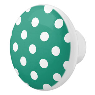 Blauwgroen & witte van de stippenknop/lade keramische knop