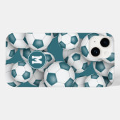 Blauwgroen witte voetbal team kleuren kinder sport Case-Mate iPhone case (Achterkant (horizontaal))