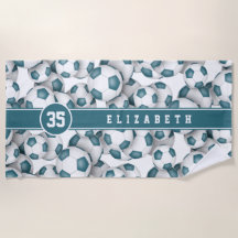 Blauwgroen witte voetballen patroon aangepaste kin