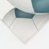 blauwgroen witte voetballen patroon monogram fleece deken (Hoek)